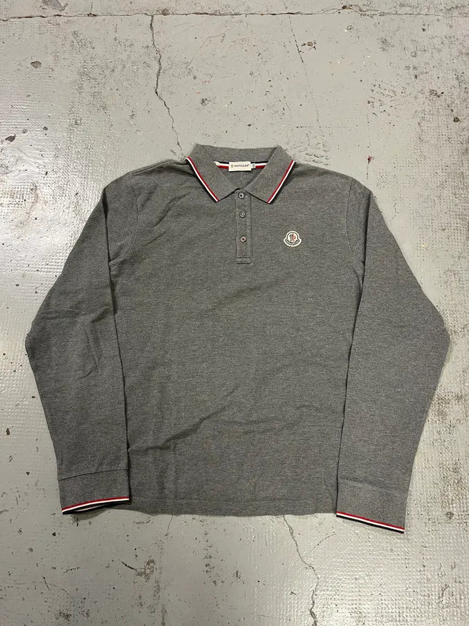 Moncler Tricolor Colar Grey Longsleeve Polo jMQcpkc 0