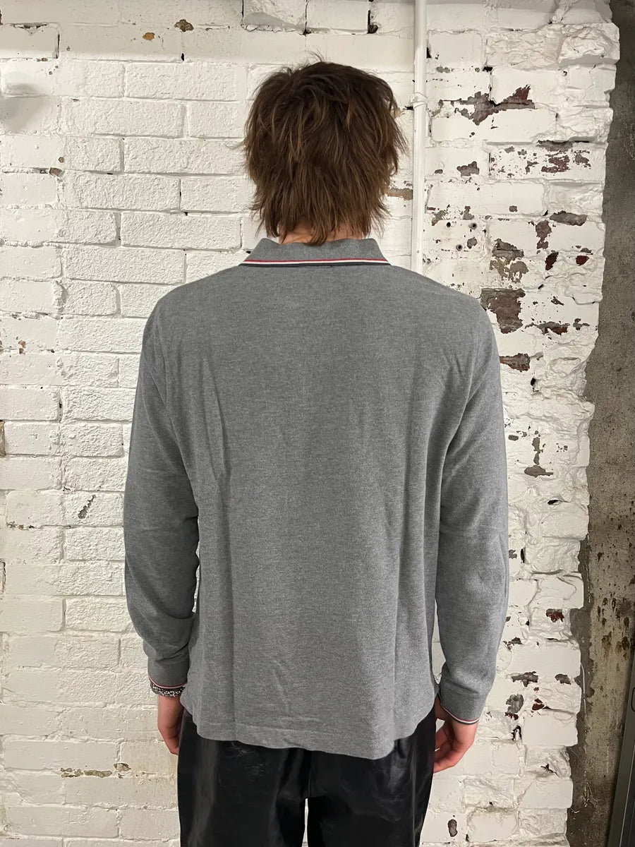 Moncler Tricolor Colar Grey Longsleeve Polo jMQcpkc 2