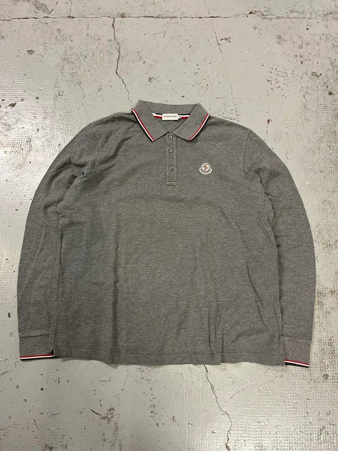 Moncler Tricolor Colar Grey Longsleeve Polo jMQcpkc 3