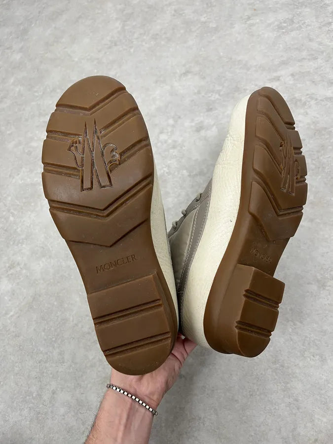 Moncler White & Grey Leather Puffer Boots bHEhpFU 5