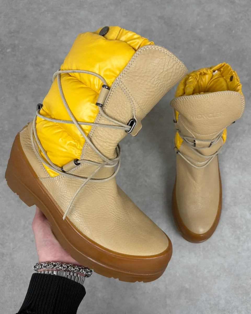 Moncler Yellow Cozy Leather Puffer Ski Boots sOQbMiq 0