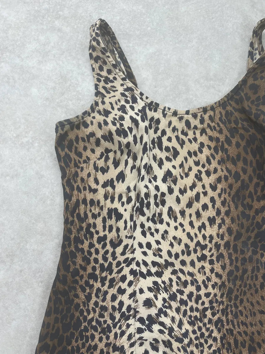 2010s Moschino Beige Leopard Print Dress OdqgqIG 4