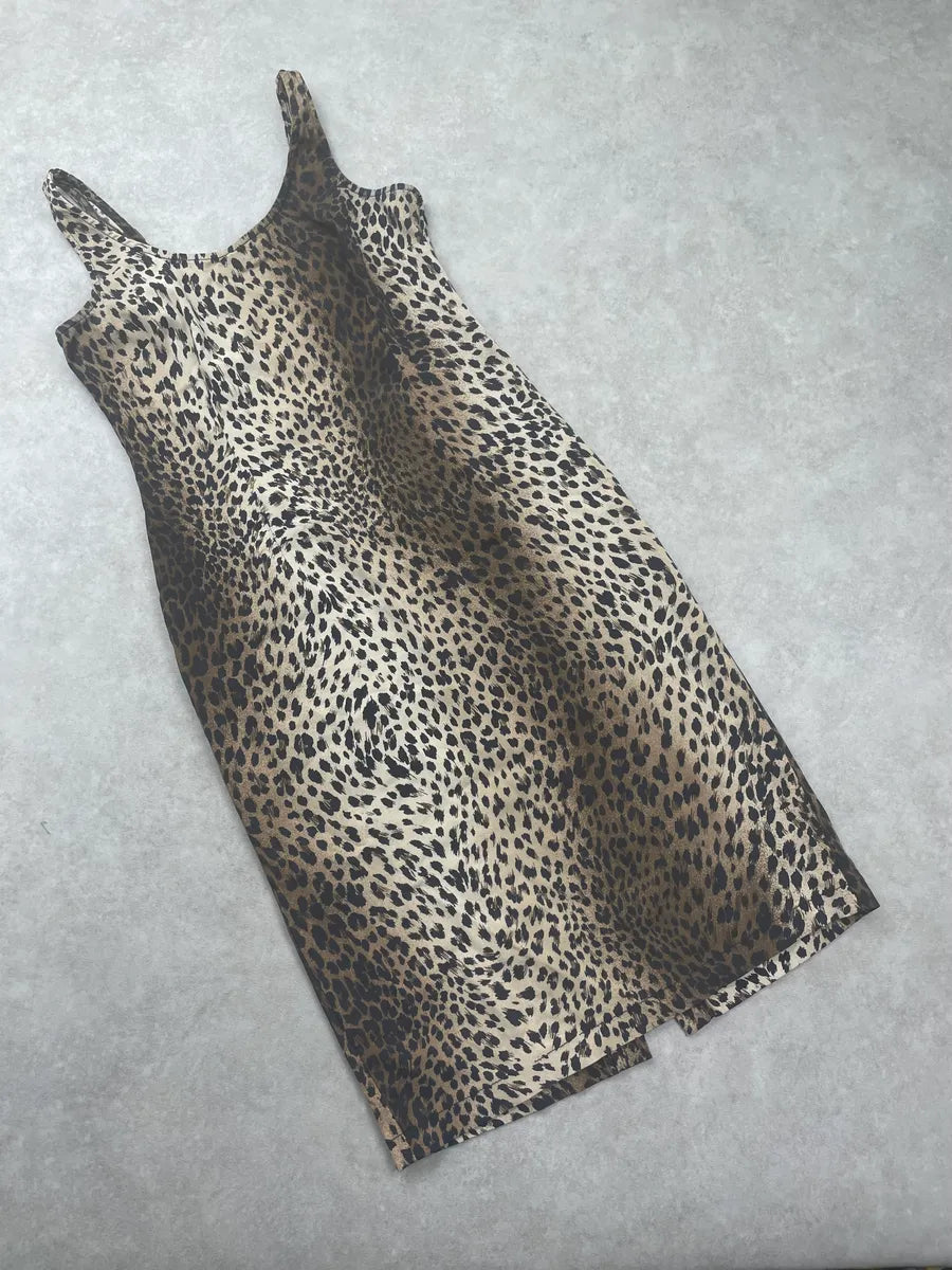 2010s Moschino Beige Leopard Print Dress OdqgqIG 5