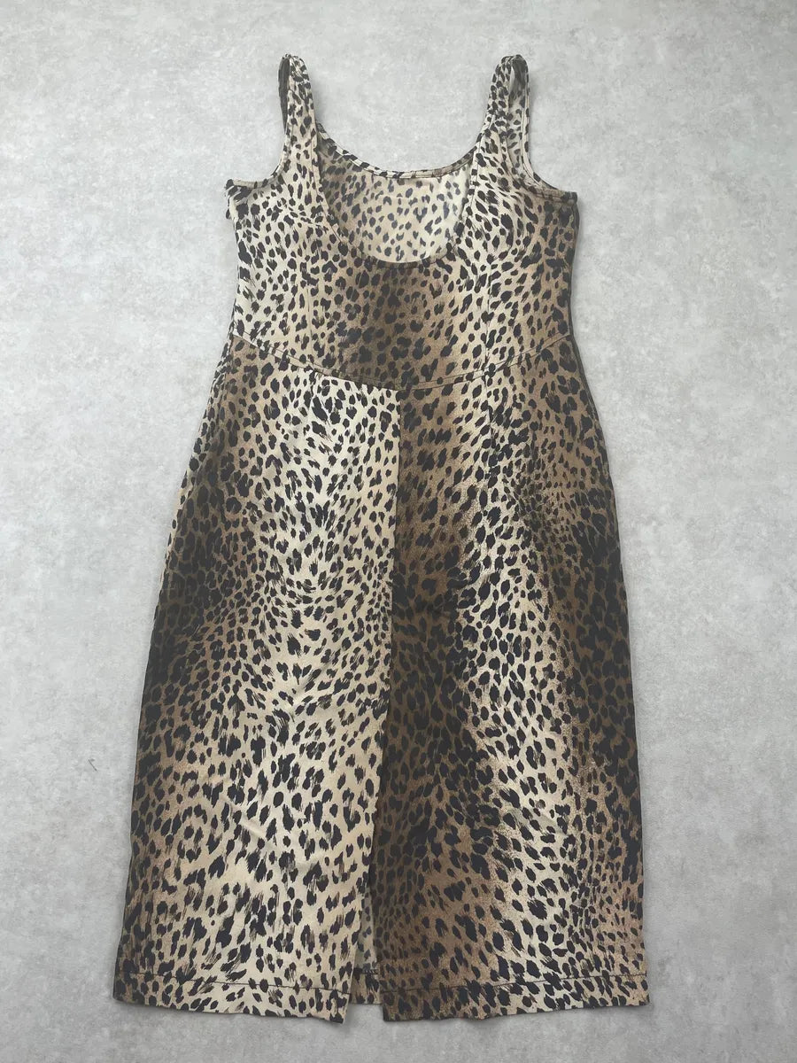 2010s Moschino Beige Leopard Print Dress OdqgqIG 6