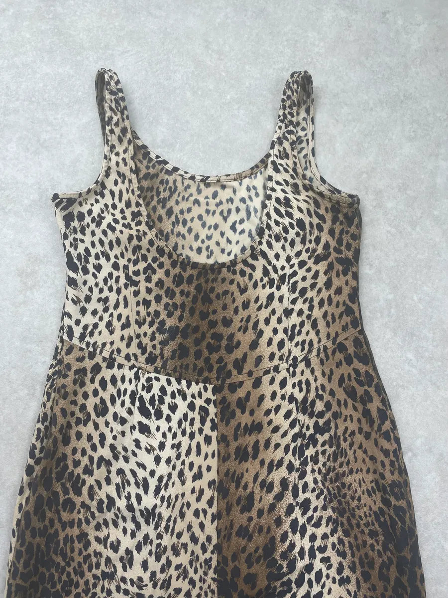 2010s Moschino Beige Leopard Print Dress OdqgqIG 7