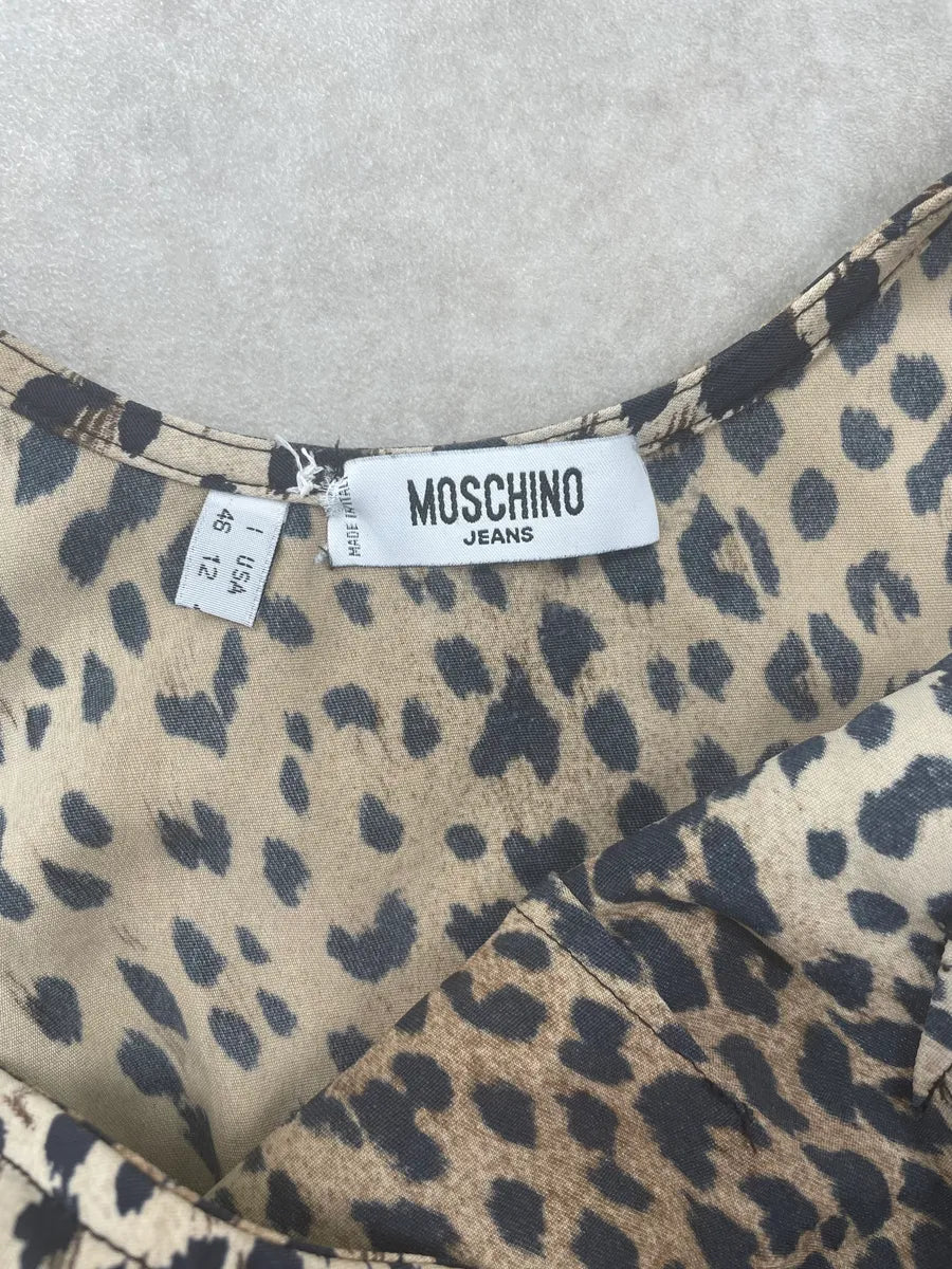 2010s Moschino Beige Leopard Print Dress OdqgqIG 8