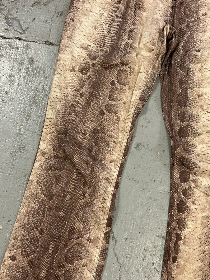 Moschino Beige Cotton Snake Print Straight Leg Pants mCjtcAE 8