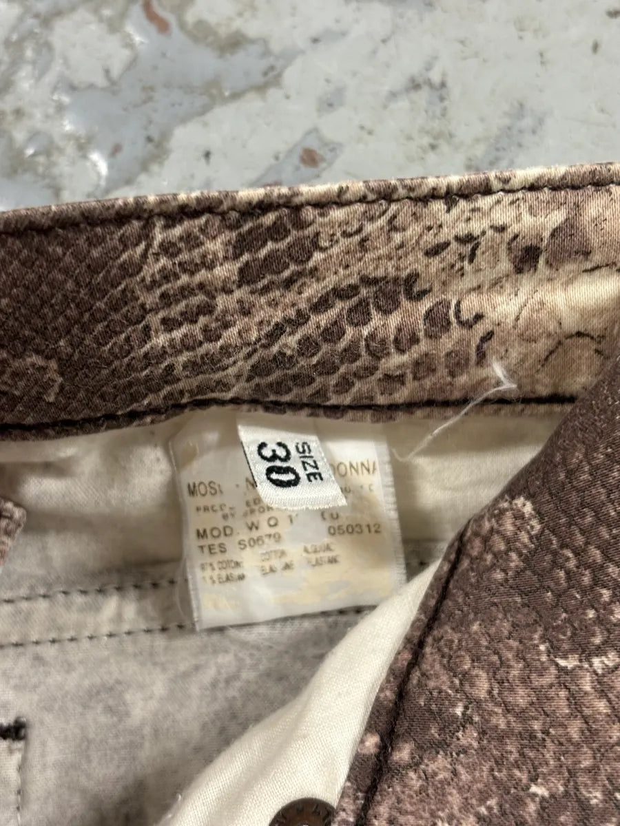 Moschino Beige Cotton Snake Print Straight Leg Pants mCjtcAE 11