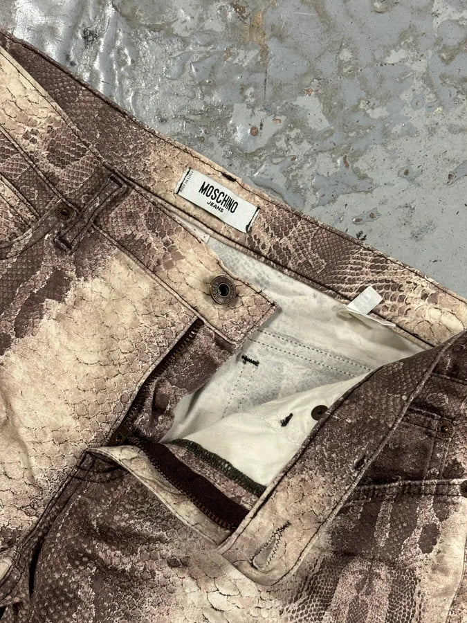 Moschino Beige Cotton Snake Print Straight Leg Pants mCjtcAE 10