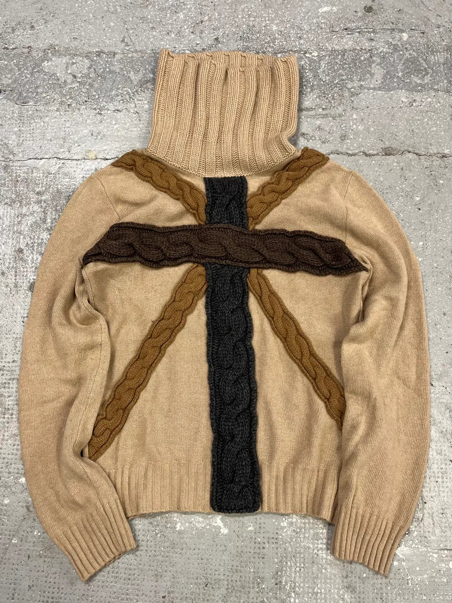 Moschino Beige Crosses Turtleneck Sweater GgkeVZZ 4