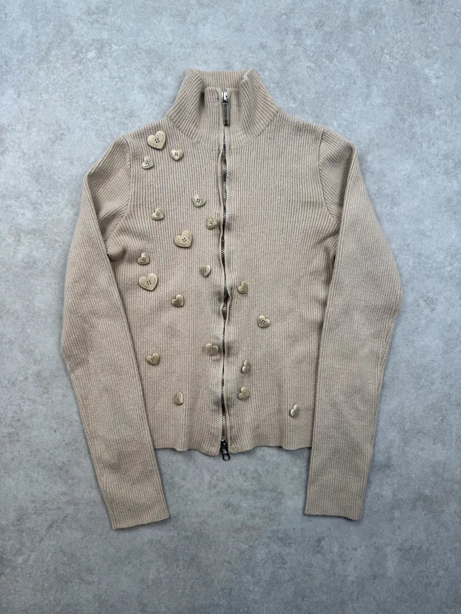 Moschino Beige Knit Button-Front Cardigan xMEoChz 2