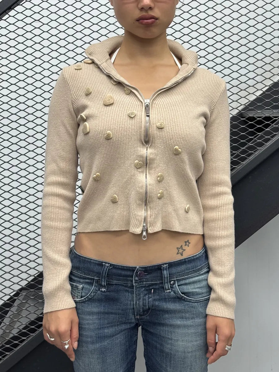 Moschino Beige Knit Button-Front Cardigan xMEoChz 0