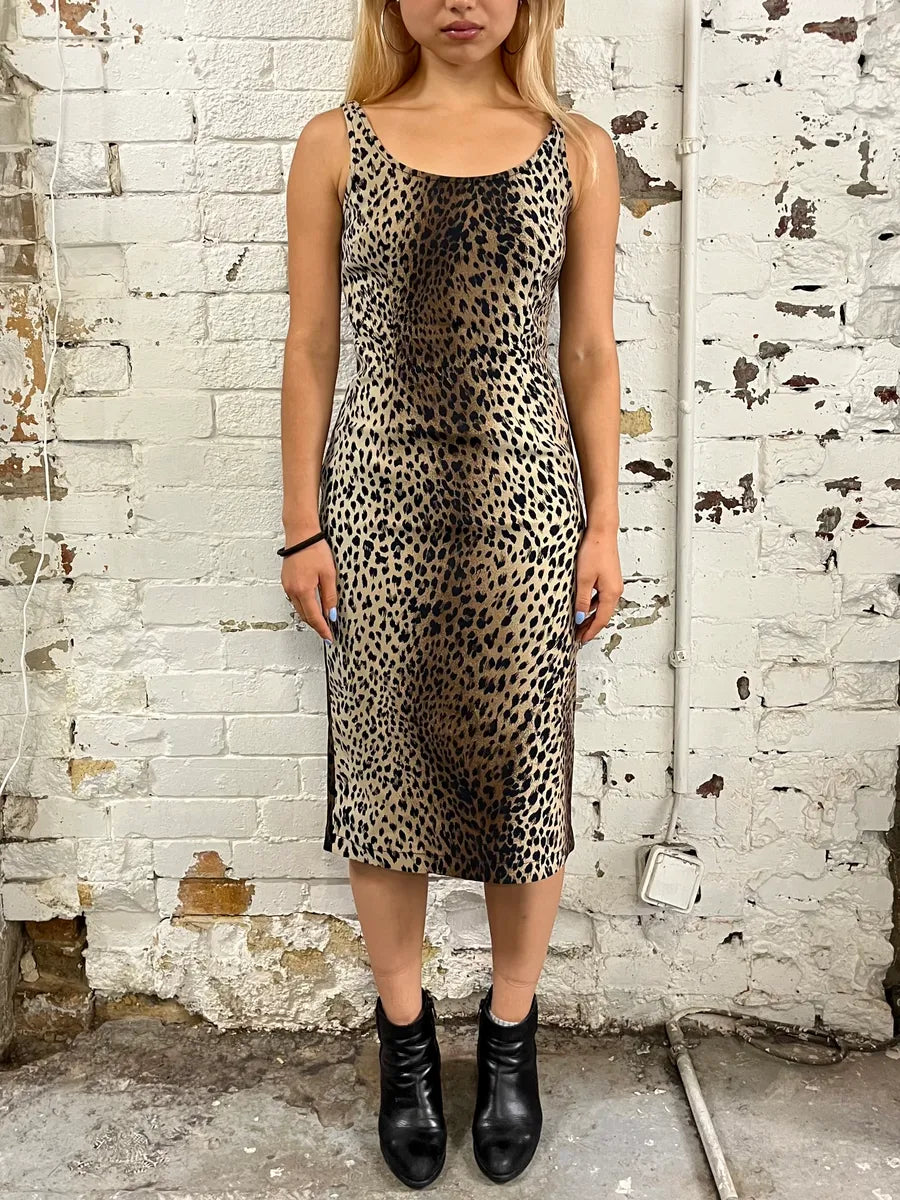 Moschino Beige Leopard Print Dress adHXfbk 0