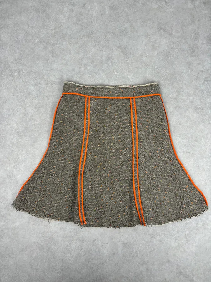 Moschino Beige Wool & Contrast Orange Trim Skirt & Blazer Set bPHzhvM 14