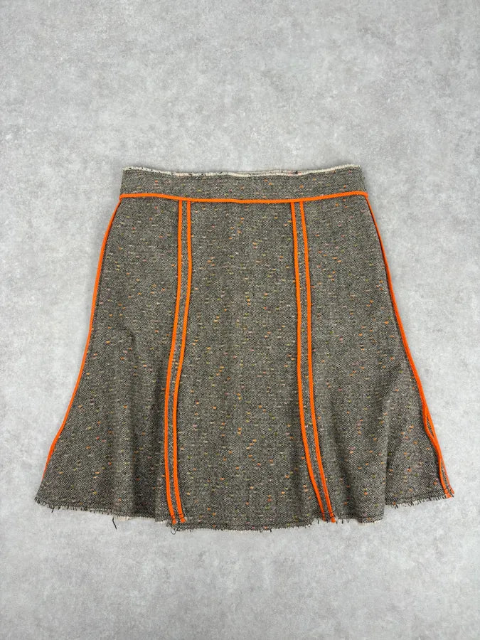 Moschino Beige Wool & Contrast Orange Trim Skirt & Blazer Set bPHzhvM 6