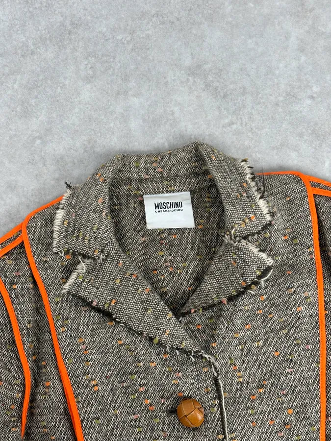 Moschino Beige Wool & Contrast Orange Trim Skirt & Blazer Set bPHzhvM 7
