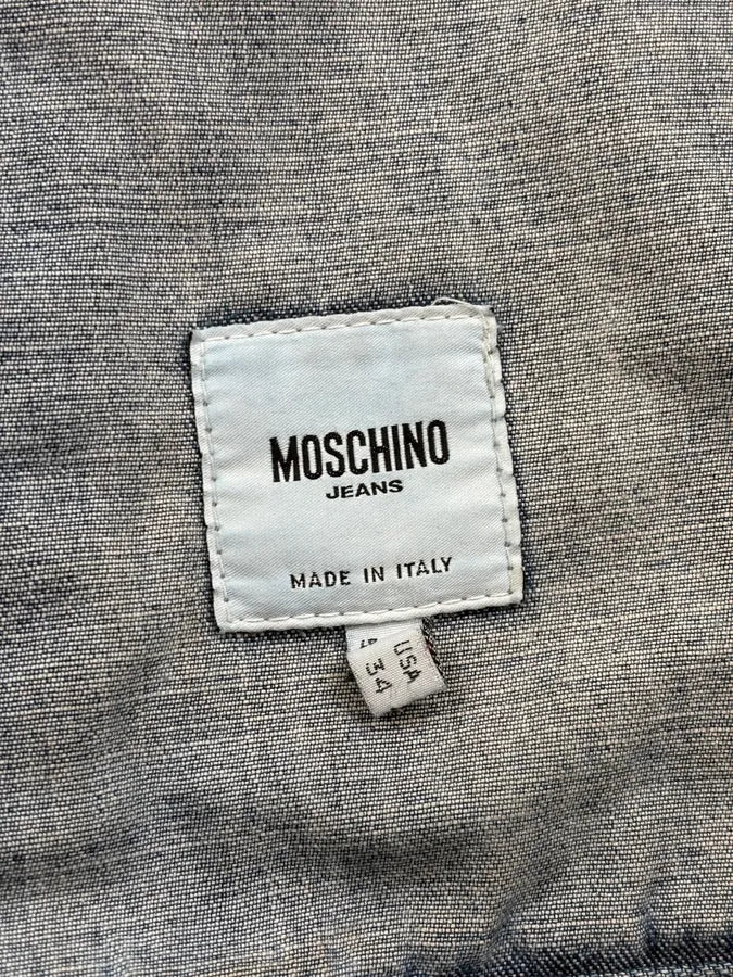 AW1993 Moschino Biker Patches Denim Vest AiKiRpW 9