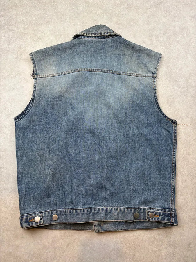 AW1993 Moschino Biker Patches Denim Vest AiKiRpW 5
