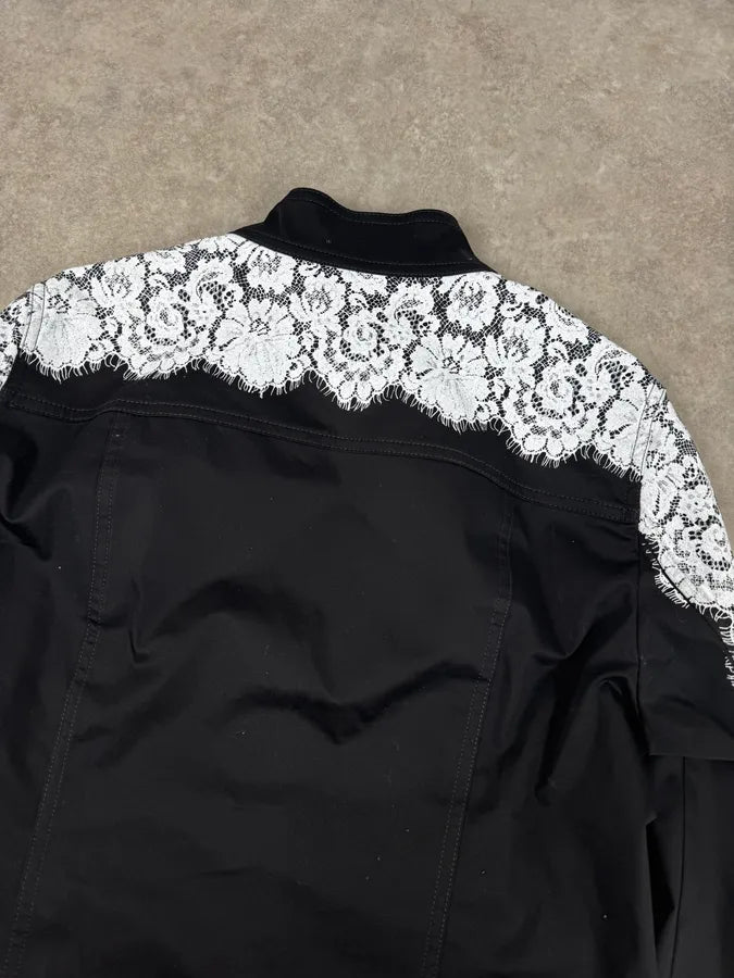 2010s Moschino Black & White Lace Light Zip-Up Jacket cKUwykt 5