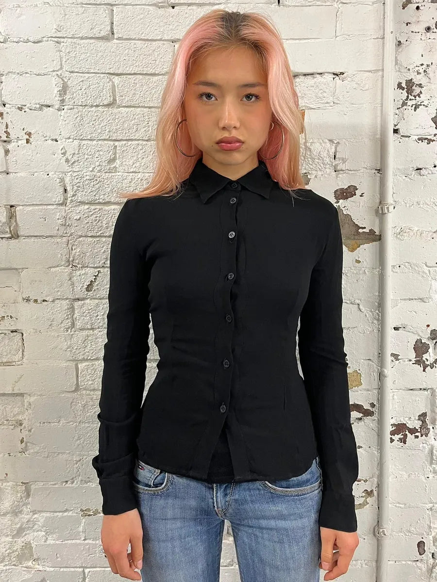 Moschino Black Back Fringe Shirt acxBHPx 2