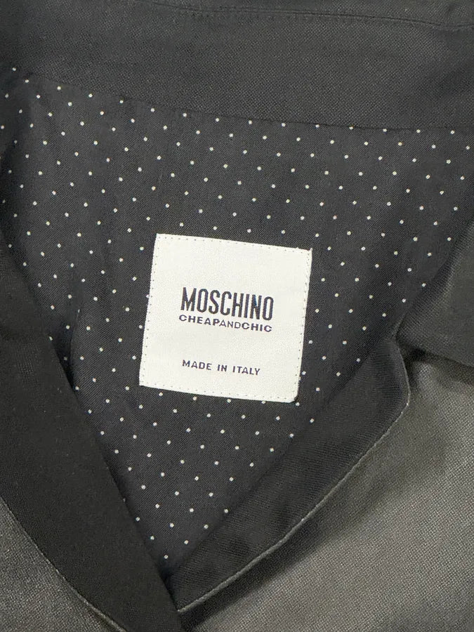 Moschino Black & White Contrast Sketch Print Trench Coat AxNTESH 11