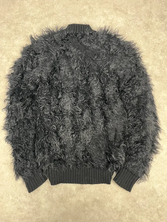 Moschino Black Faux Fur Cardigan Sweater mSAIEjq 5