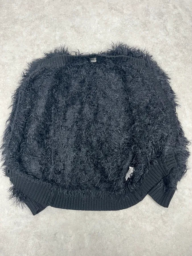 Moschino Black Faux Fur Cardigan Sweater mSAIEjq 7