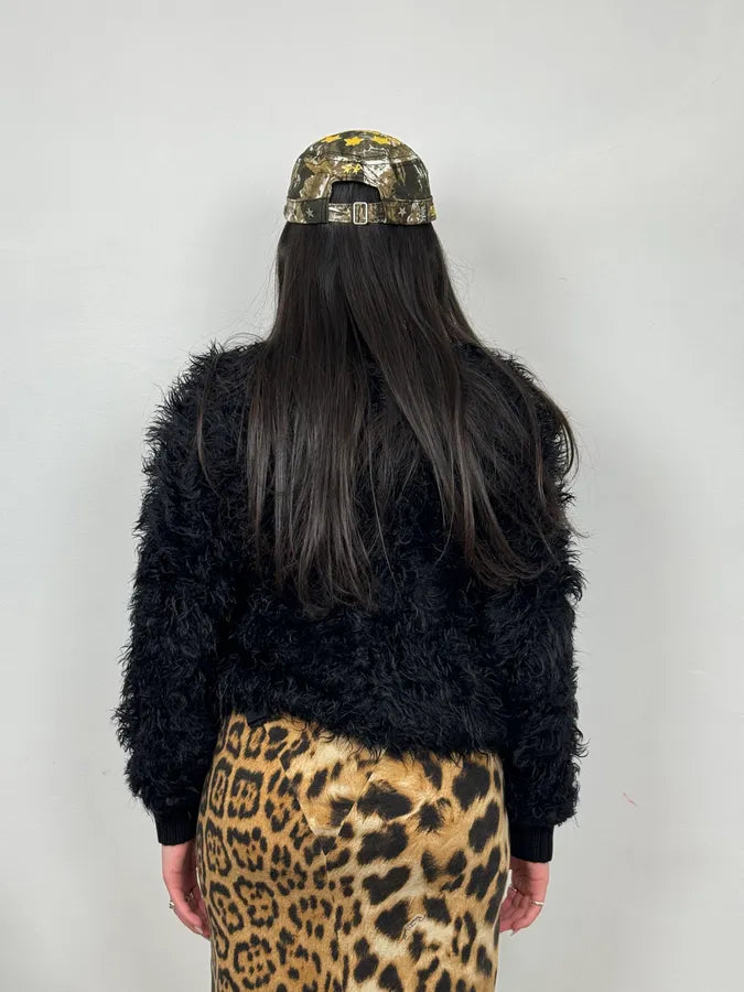 Moschino Black Faux Fur Cardigan Sweater mSAIEjq 1