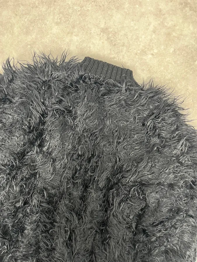 Moschino Black Faux Fur Cardigan Sweater mSAIEjq 6