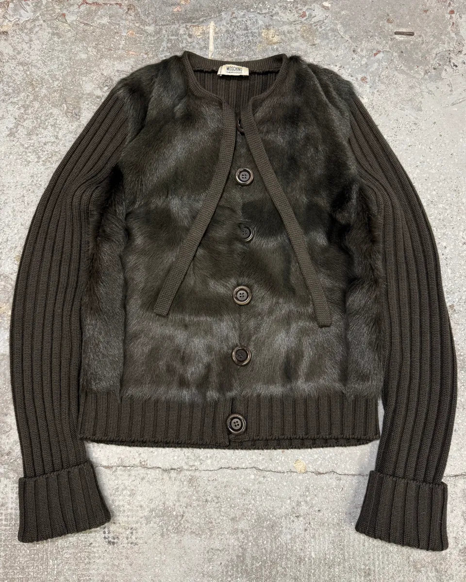 Moschino Black Fur Wool Buttoned Longsleeves (L) 0