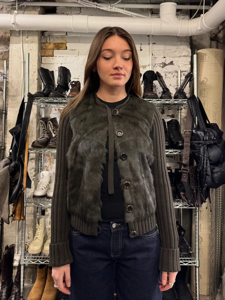 Moschino Black Fur Wool Buttoned Longsleeves (L) 1