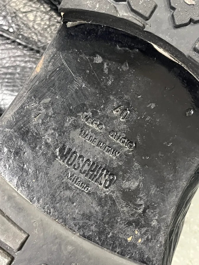 Moschino Black Leather Boots KKIMCif 7