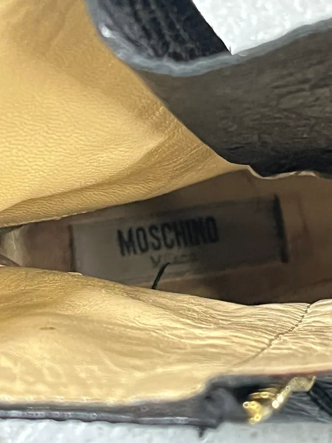 Moschino Black Leather Boots KKIMCif 8