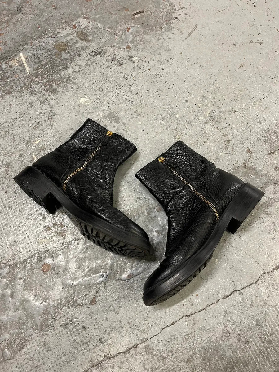 Moschino Black Leather Boots KKIMCif 2