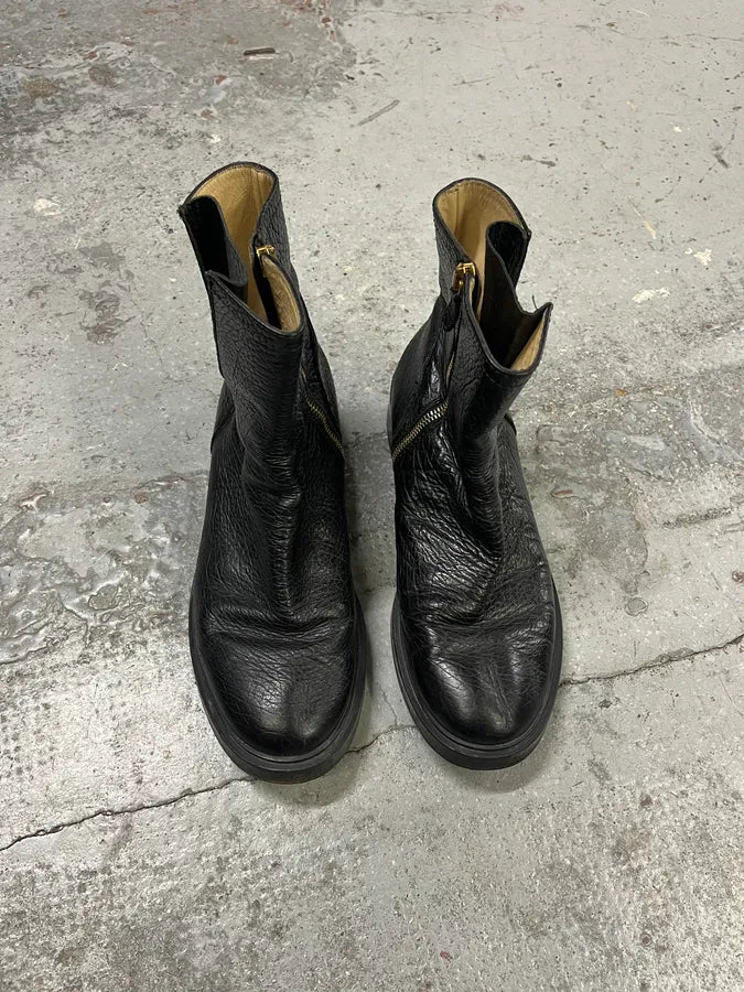 Moschino Black Leather Boots KKIMCif 1