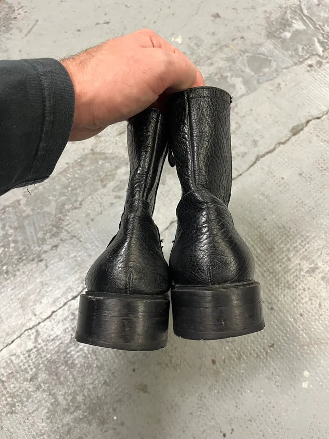 Moschino Black Leather Boots KKIMCif 4