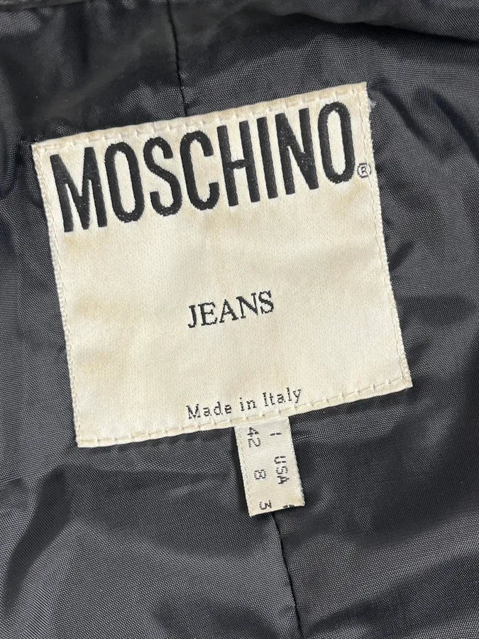 2000s Moschino Black Painted Effect Light Jacket NfBADNU 10