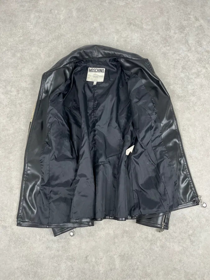 2000s Moschino Black Painted Effect Light Jacket NfBADNU 7