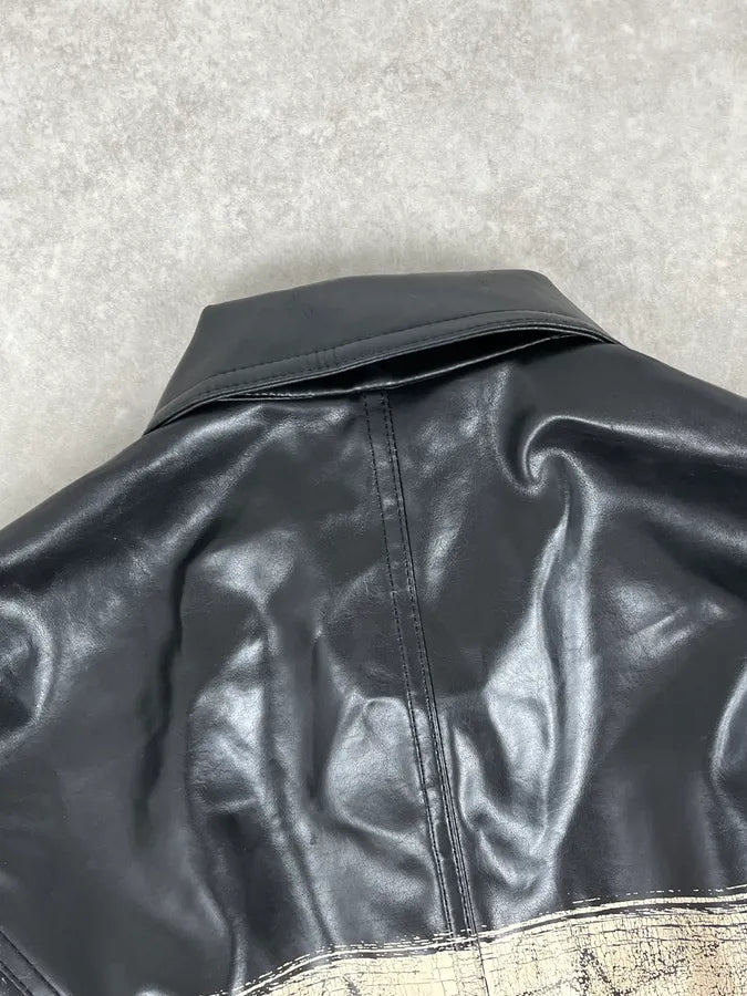 2000s Moschino Black Painted Effect Light Jacket NfBADNU 6