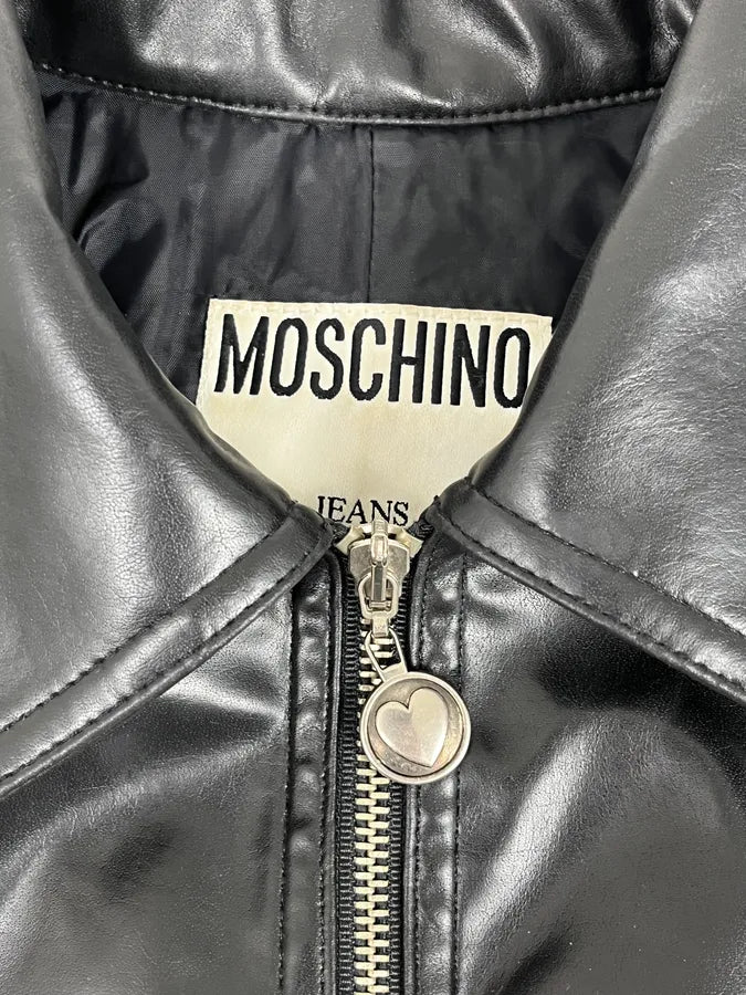 2000s Moschino Black Painted Effect Light Jacket NfBADNU 8