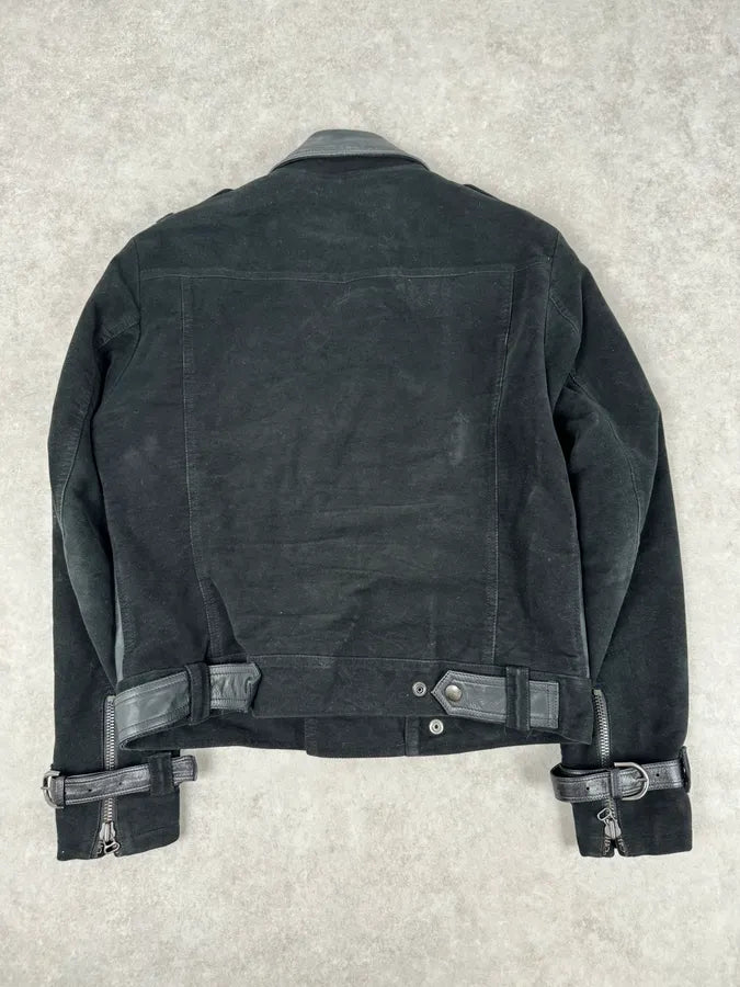 2010s Moschino Black Hybrid Leather Perfecto Jacket MzmzHRk 6