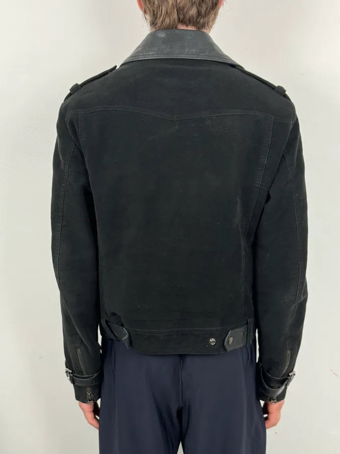 2010s Moschino Black Hybrid Leather Perfecto Jacket MzmzHRk 2