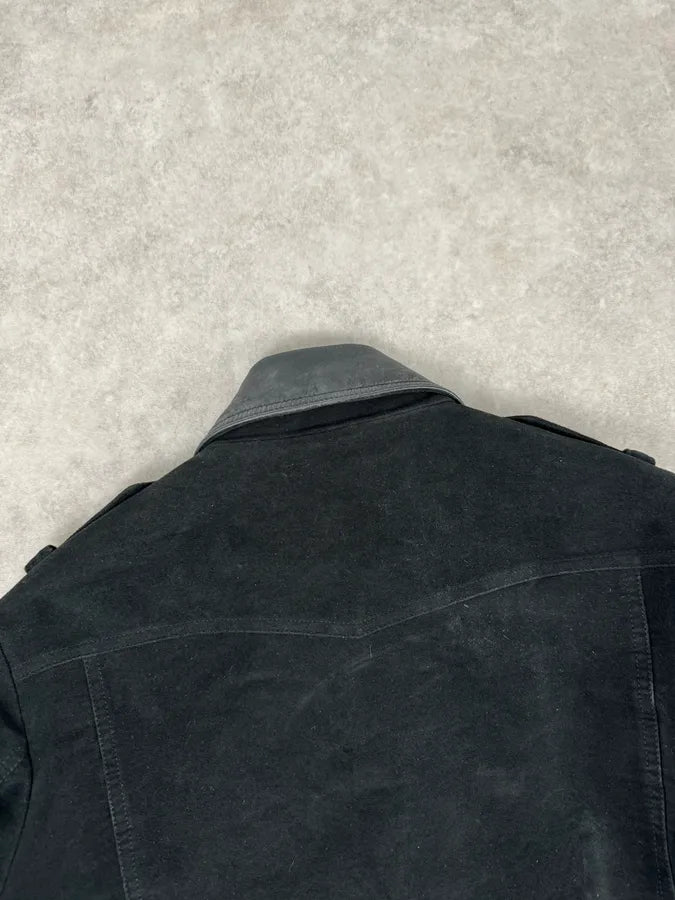 2010s Moschino Black Hybrid Leather Perfecto Jacket MzmzHRk 7