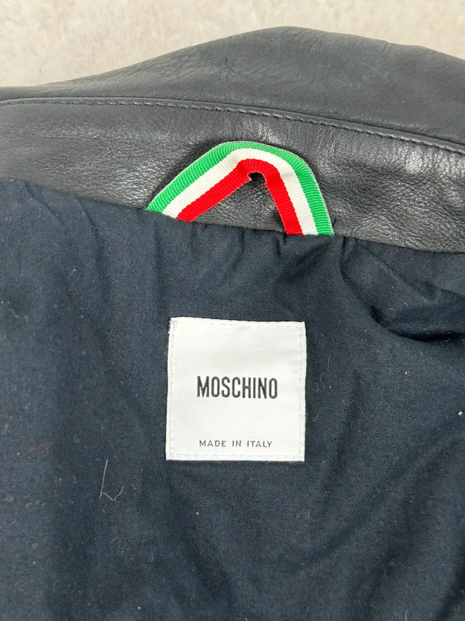 2010s Moschino Black Hybrid Leather Perfecto Jacket MzmzHRk 11