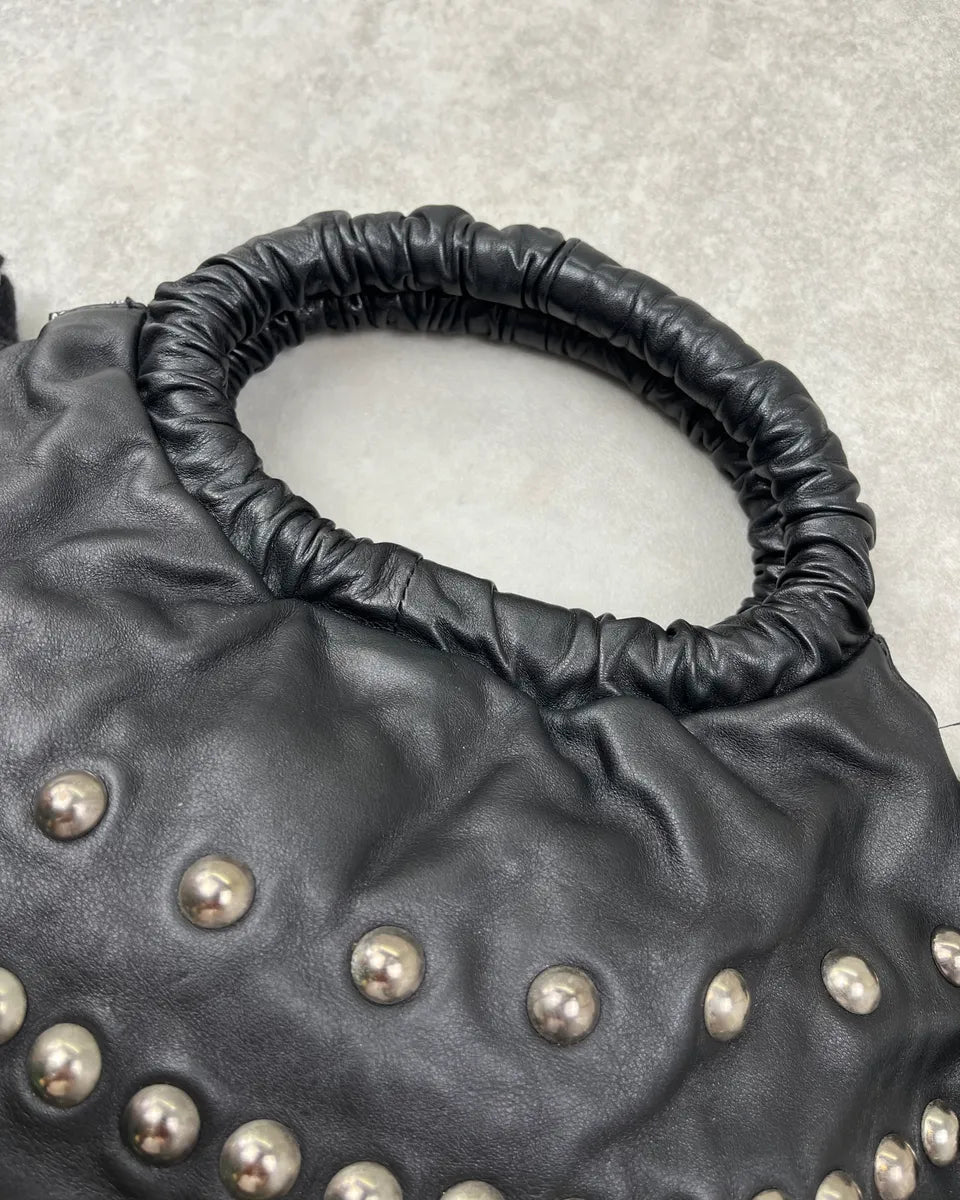 Moschino Black Leather Studded Pom Pom Handle Bag NFHrCGv 4
