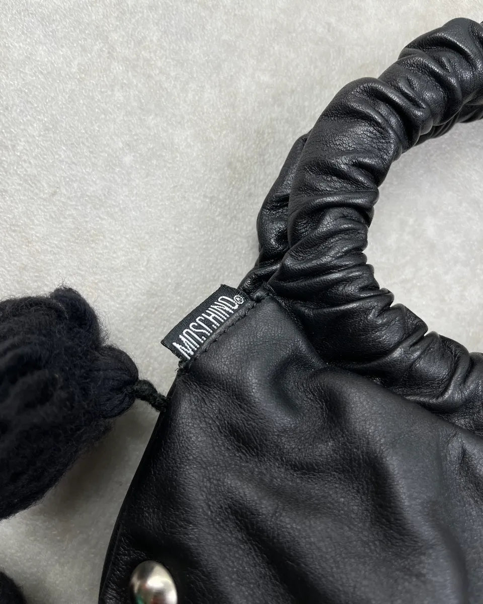 Moschino Black Leather Studded Pom Pom Handle Bag NFHrCGv 7