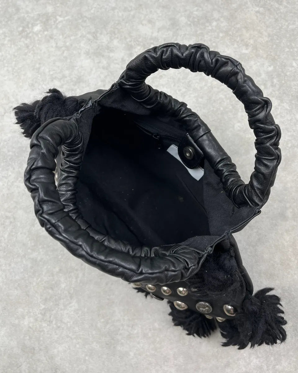 Moschino Black Leather Studded Pom Pom Handle Bag NFHrCGv 8