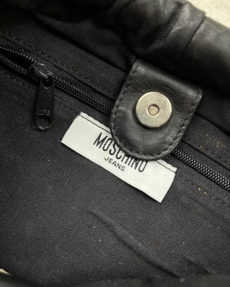 Moschino Black Leather Studded Pom Pom Handle Bag NFHrCGv 9