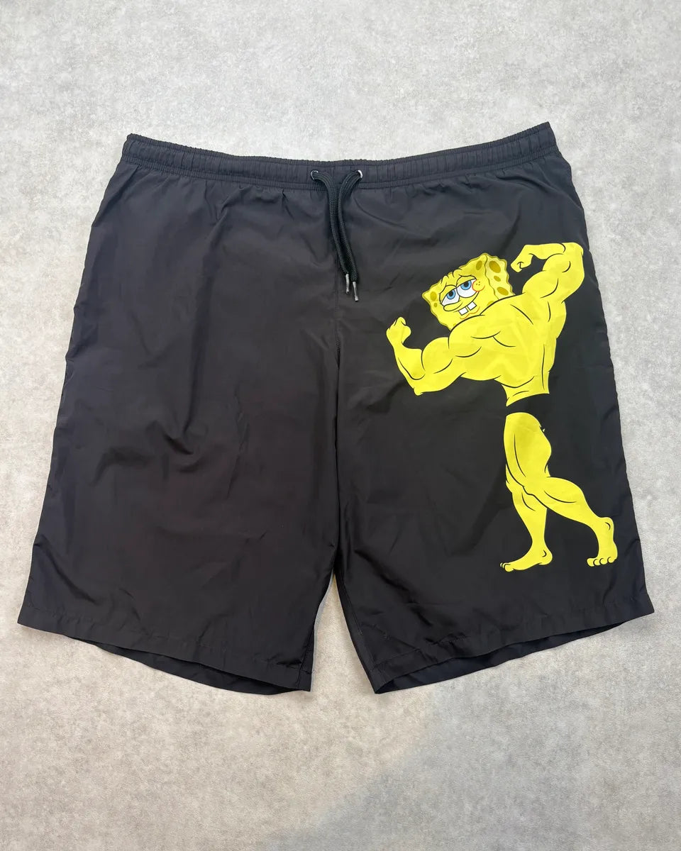 Moschino Black Nylon Spongebob Print Swim Trunks dUVTmOx 0