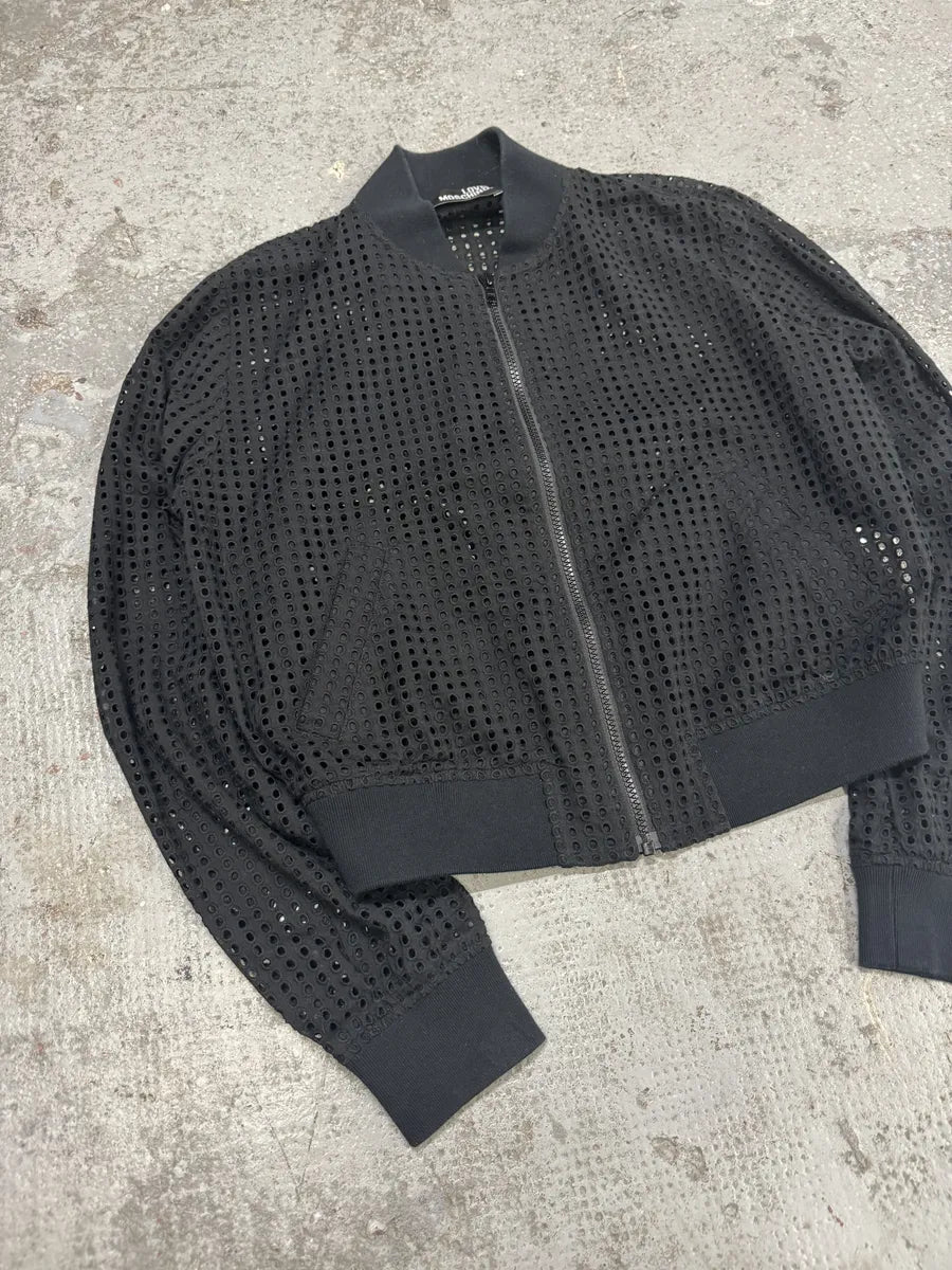 Moschino Black Perfored Light Black Bomber Jacket MQbyUlS 2